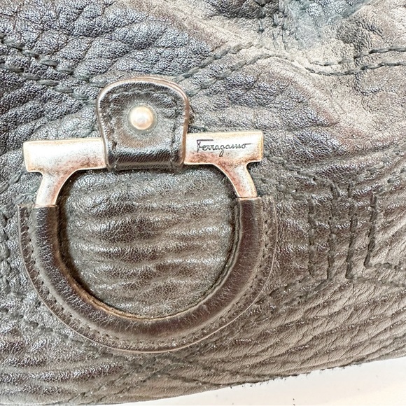 Salvatore Ferragamo Black Pebbled Calf Leather Celtico Tote Bag - Picture 4 of 9